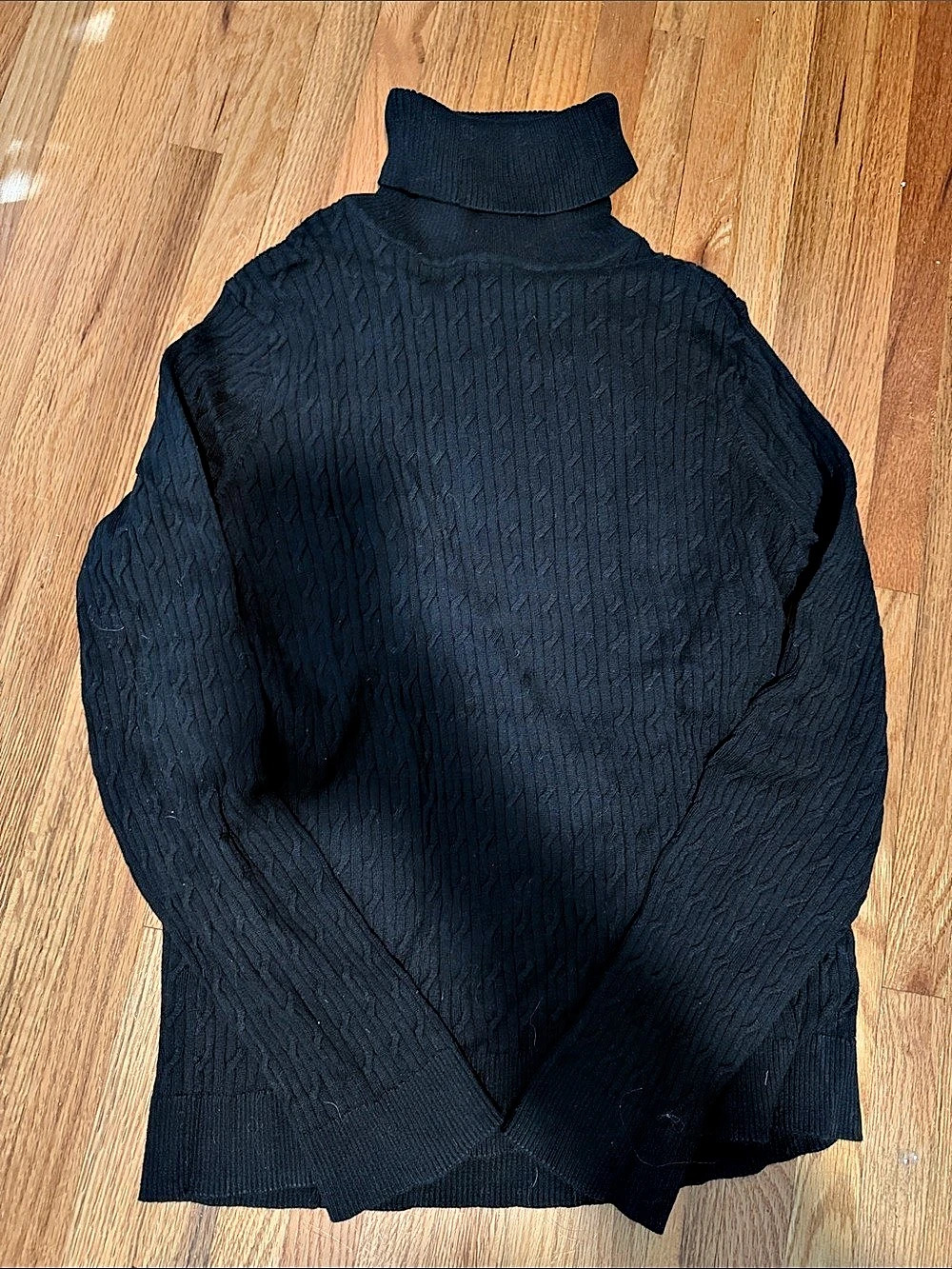 Talbots Cable Knit Turtleneck Black Size Large Like New